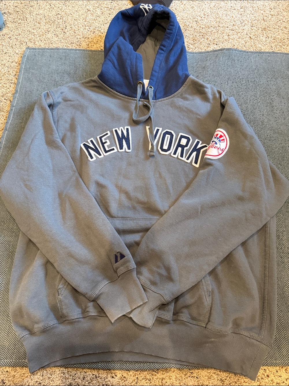 New York Grey and Navy Hooded Sweatshirt